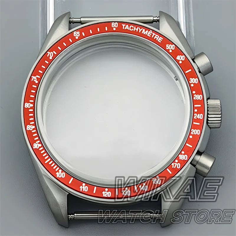 New 40mm VK63 Titanium Watch Case Blue Green Black Silver Red Insert With Coated Glass For VK63 Quartz Chronograph Movement Part