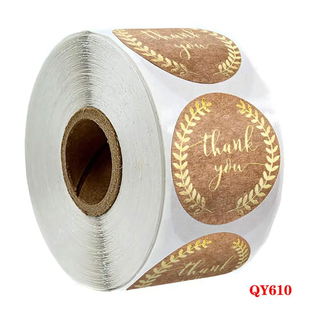 1Inch Round 500pcs Thank You Sticker With Gold Leaf Olive Branch Stickers For Local Handmade Gift Sticker Gold Seal Labels