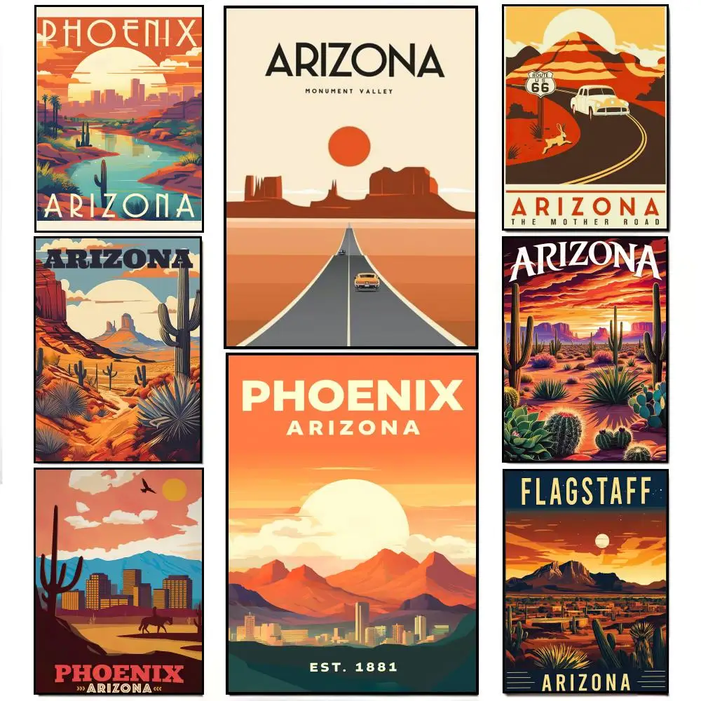 Sunny Desert State A-Arizona Poster Poster HD  Waterproof Wall Sticker Bar Living Room Decor Gift