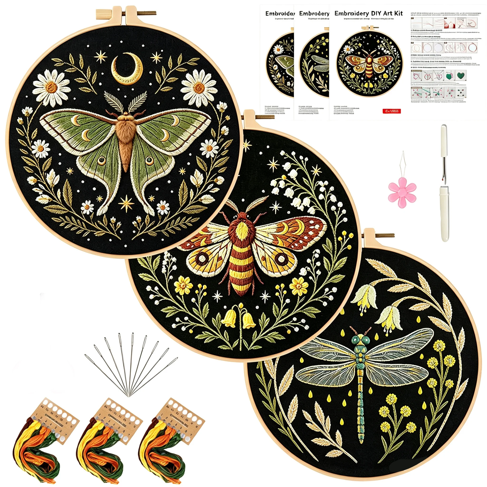 Embroidery Lady Bug - Kit Regalo Ricamo Floreale con Insetti