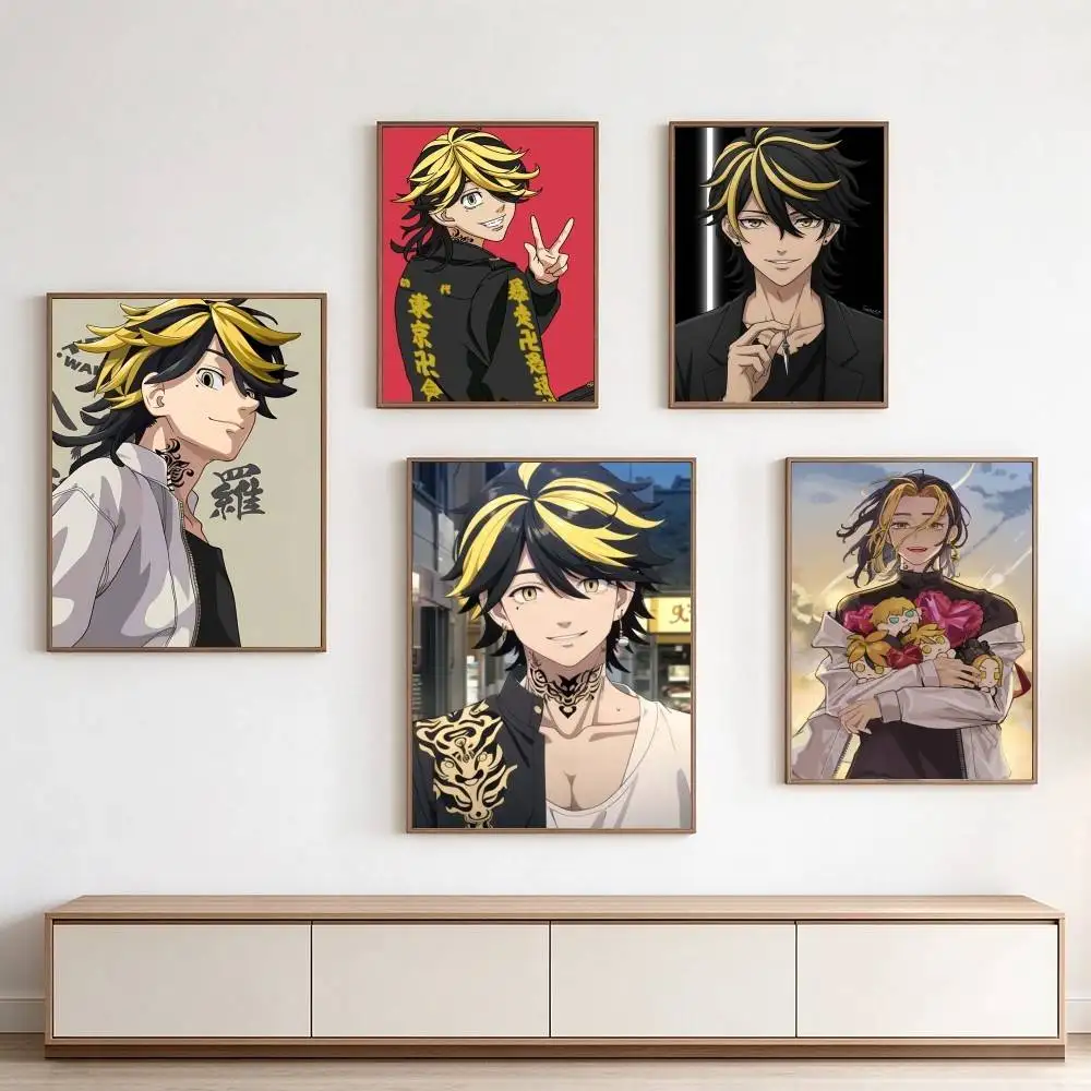 Kazutora Hanemya Tokyo Revengers  Poster Waterproof Wall Art Sticker For Bar Living Room Vintage Decor High Quality Print Gift