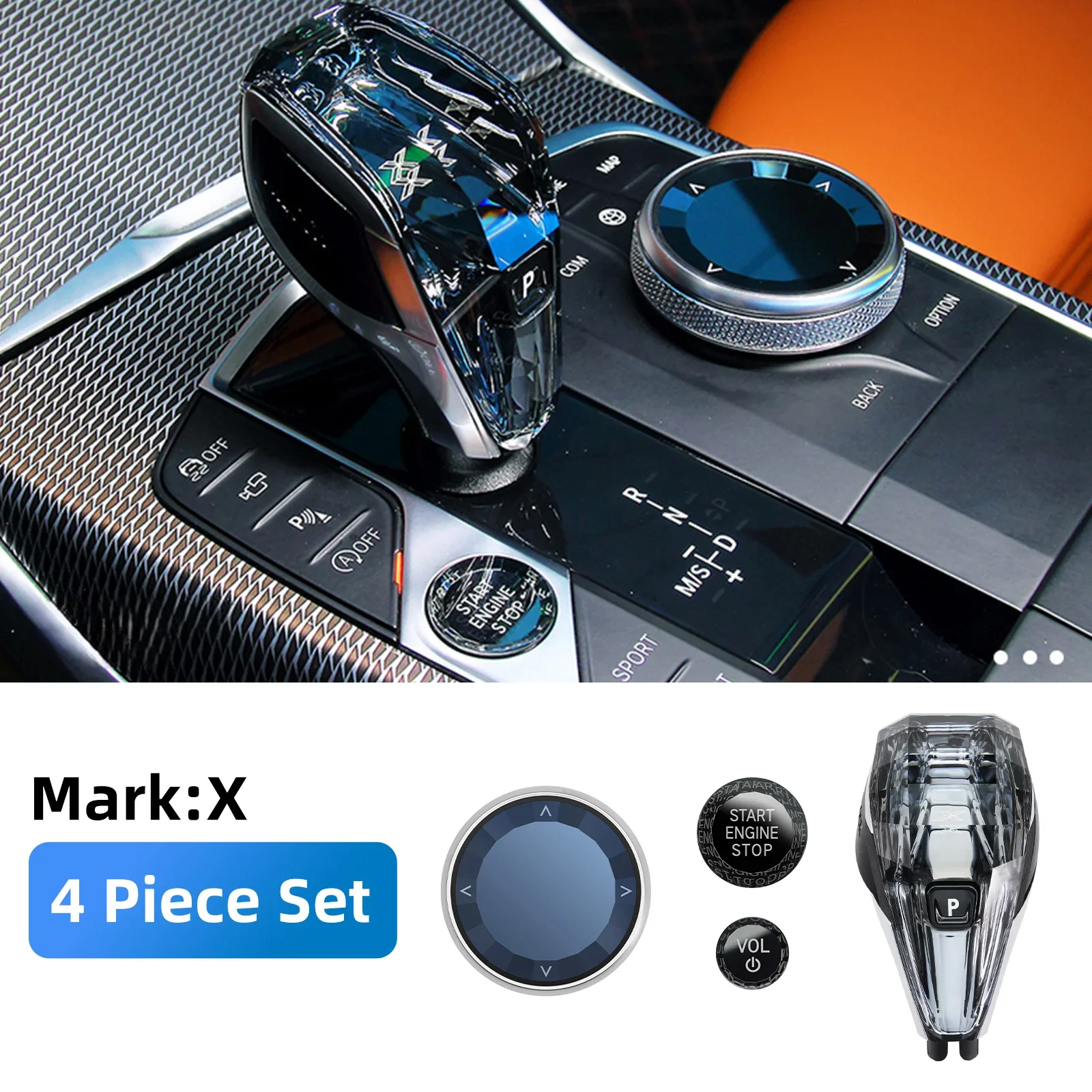 Crystal Pookknop Korte Staaf Type Voor BMW G20 G21 iX3 G08 X3 G01 X6 G06 X7 G07 X5 G05 Auto Crystal Gear Handvat 3 Delige Set