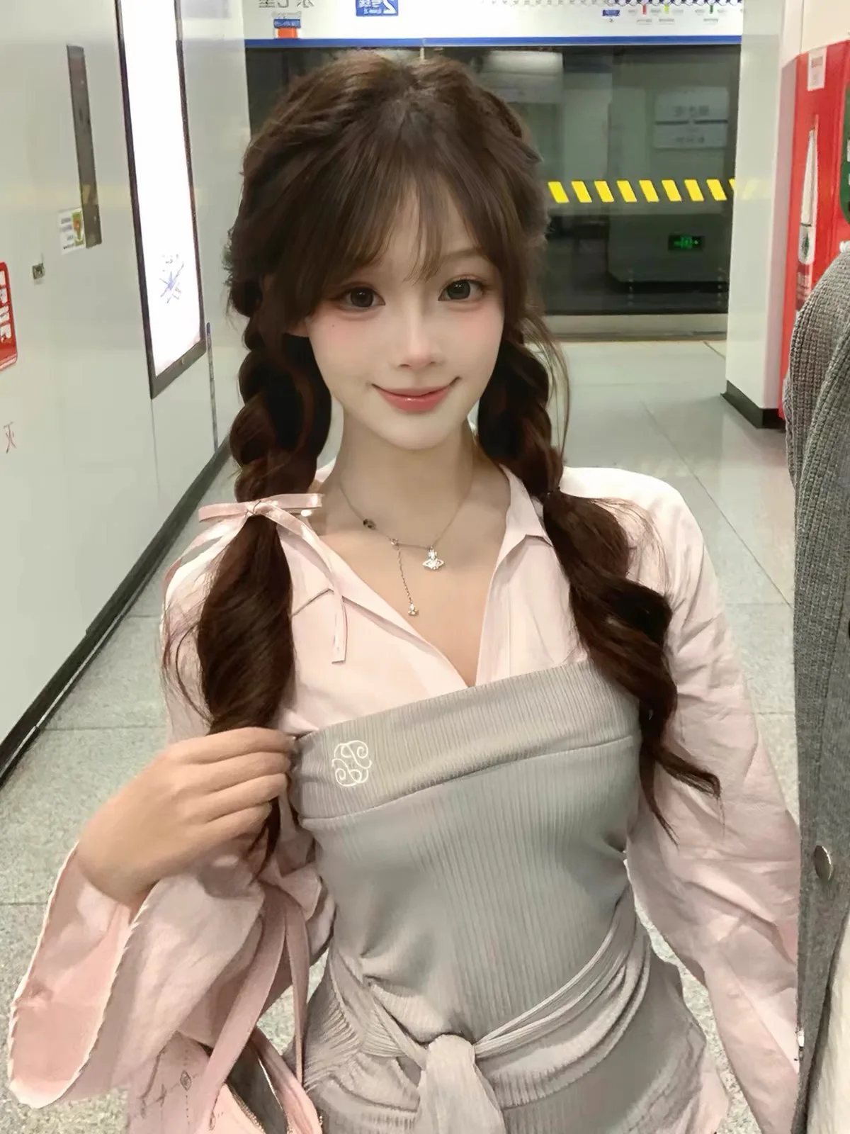 Early Autumn Beautiful Casual Ootd Shirt And Skirt Set Women's Fashion Ensemble Padded Blouse Pleated  Skirt Two-Piece Suit