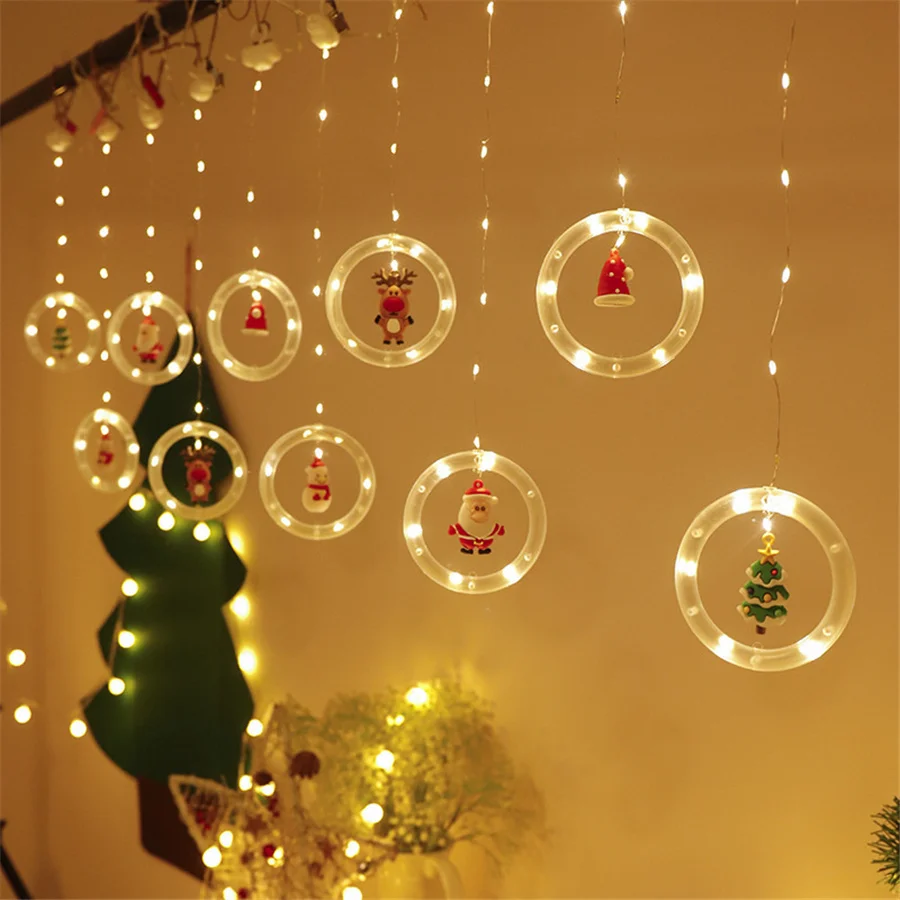 LED Elk Snowman Christmas Garland Fairy String Lights USB 3M Santa Claus Curtain Lights for Home Room Party Wedding Decoration