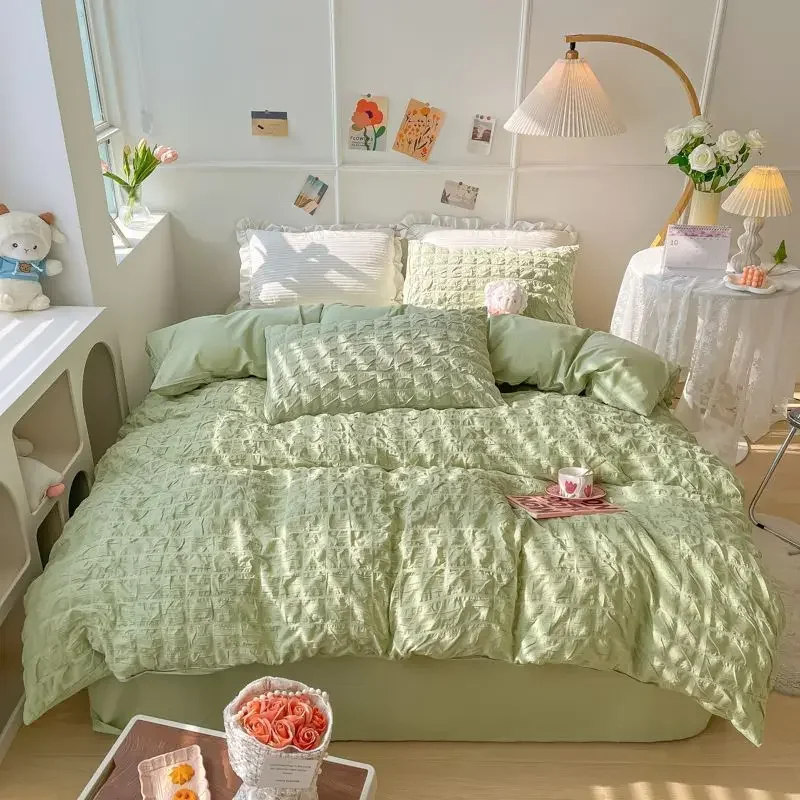 

Bedroom Sets Bedding Set Queen Size Bed Sheets Set Quilt Cover Schoolgirl Washed Cotton Sheet Free Shipping Beddings Sets Girl