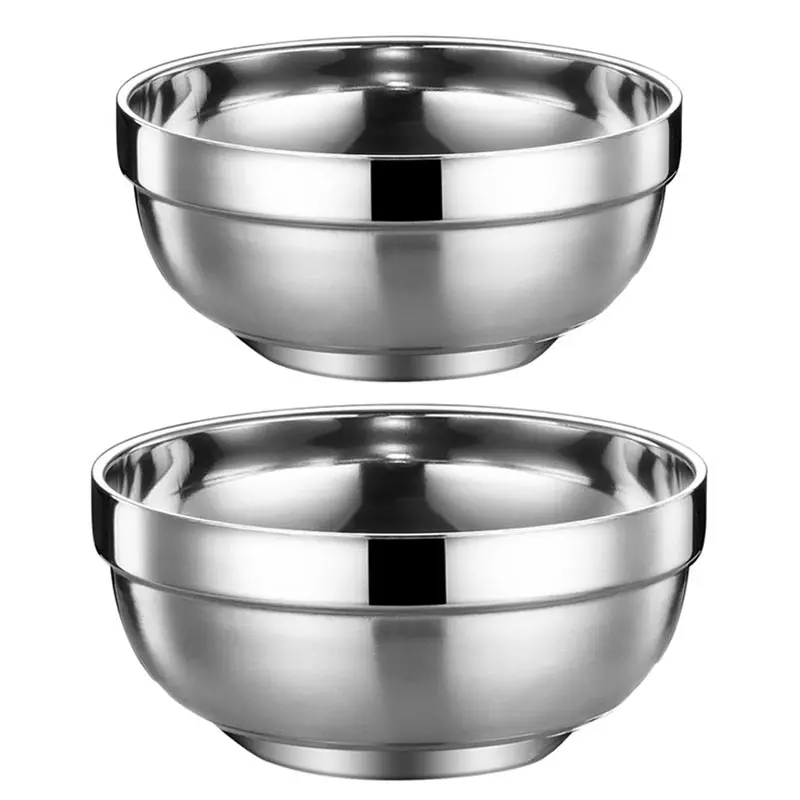 Cuenco de acero inoxidable 304 para ensalada de arroz, cuenco redondo para sopa y Ramen, cuenco grueso con cara de fideos, cuenco aislado para niños y adultos