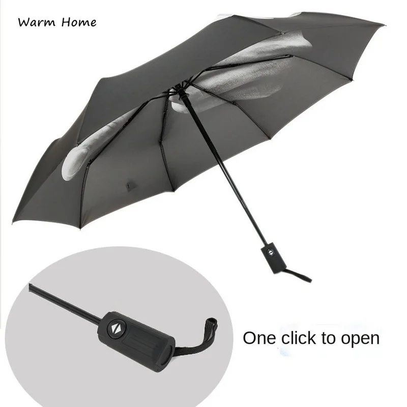 Middle Finger Automatic Umbrella Male Funny Folding Beach Parasol Personality Black Cool Uv Umbrella for Men Women Free Shipping