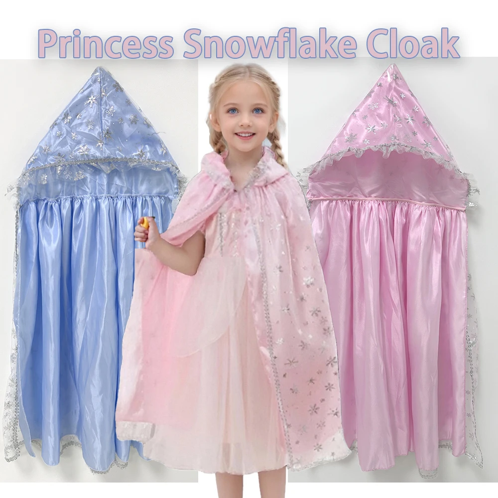 

Двухцветный шифоновый плащ со снежинками, подходит для девочек старше 3 лет, подходит для рождественских подарков