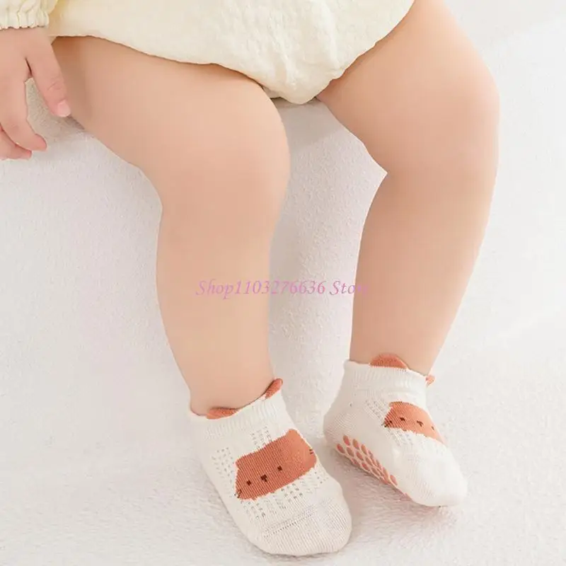 R6FD Baby Ankle Socks Breathable High Elastic Grip Sock Toddlers Socks Spring Cotton Socks with Anti Skid Soles for Infant