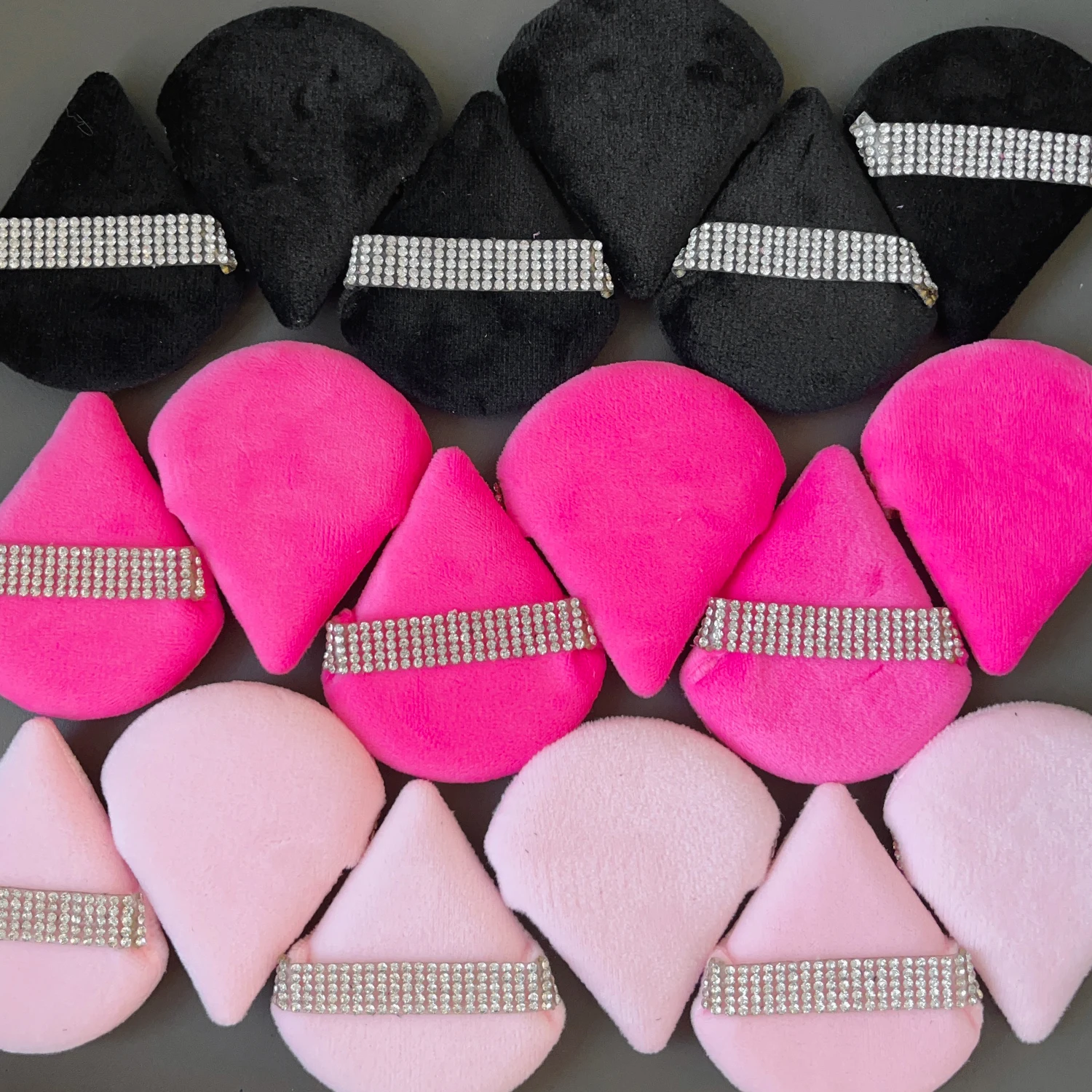 Diamante triângulo veludo pó puff rosto ferramentas de maquiagem macio esponja rosto beleza maquiagem esponja cosméticos puffs acessórios