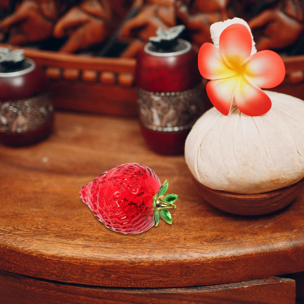 

2Pcs Crystal Strawberry Fruit Desktop Ornament European Style Tabletop Decoration Home Office Crystal Fruit Adornment