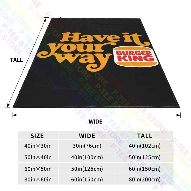 Burger King Logo Have It Your Way Hamburger Fast Food G500 Ultra Co coperta tessile divano di alta qualità decorativo