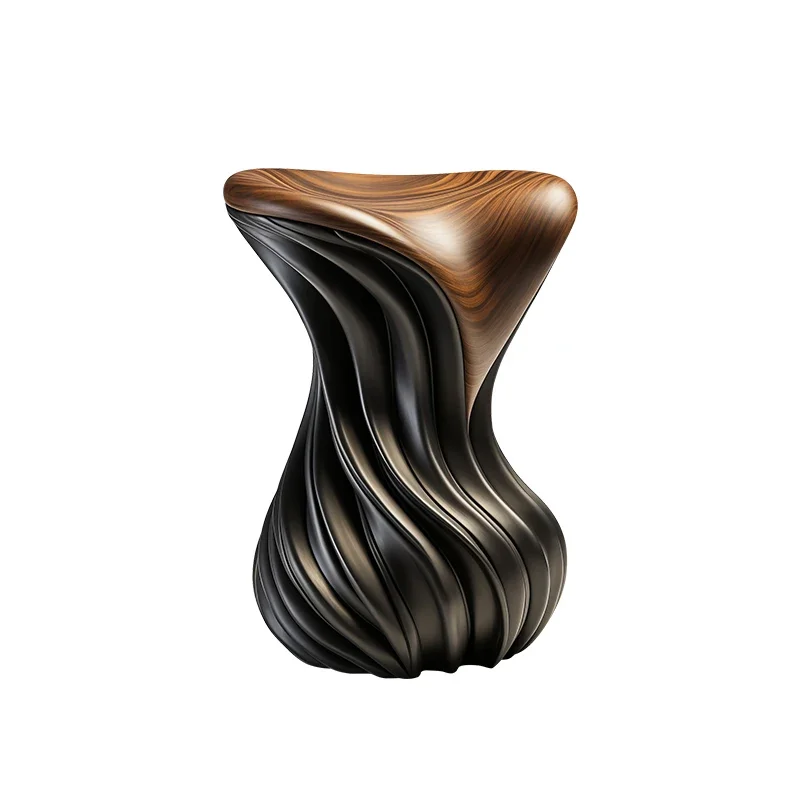 Designer creatieve massief houten bijzettafel, lichte luxe bank hoektafel, walnoot hoogwaardige kunst salontafel, kruk thuis schoenenbank