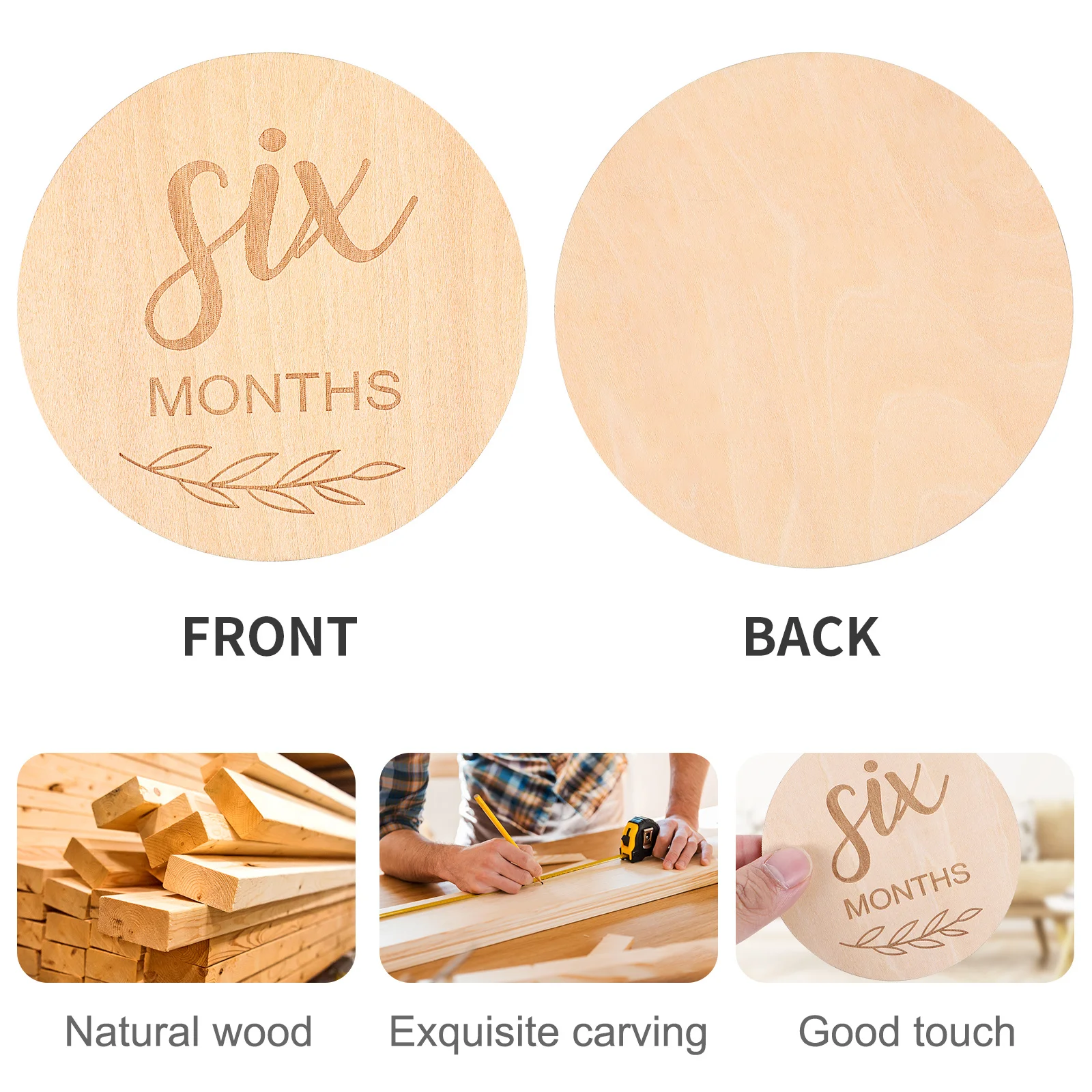 1Set Wooden Baby Cards Natural Growth Tracking Photography Props for Newborn Monthly Recording Keepsakes