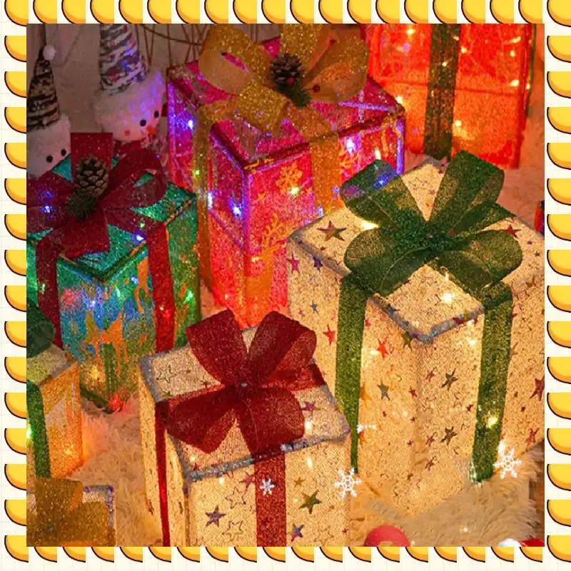 

BAAU LED Christmas Lighting Boxes Battery Powered Glowing Gift Box For Christmas Outdoor Indoor Decoration Not Assembled B Durab