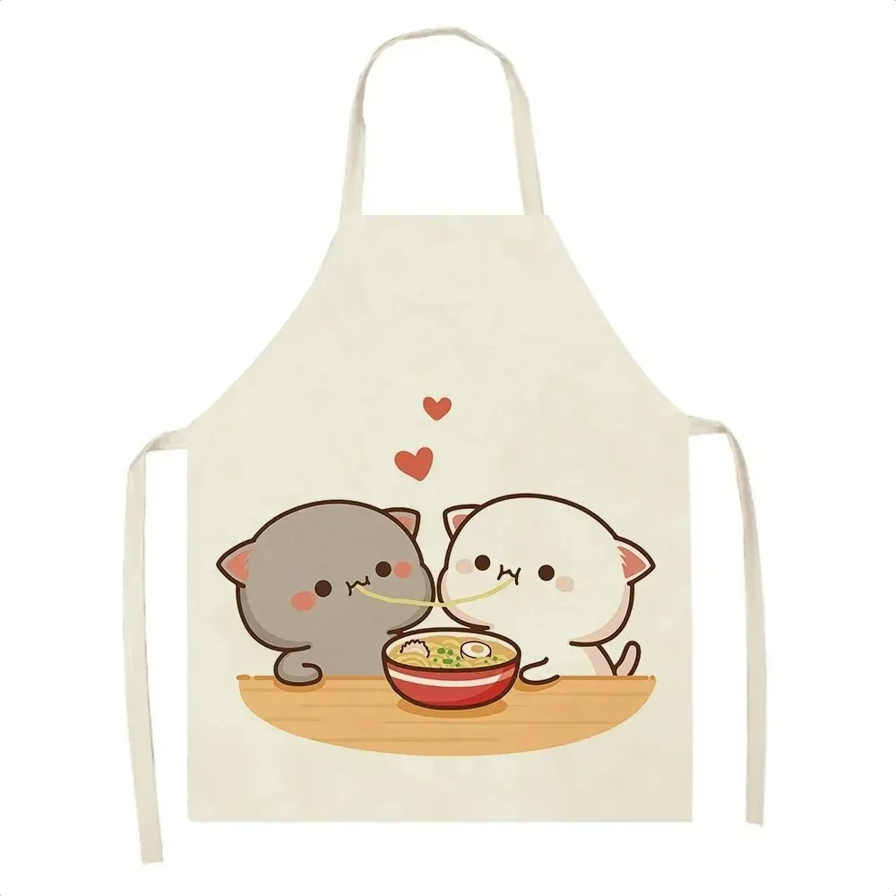 

Kawaii Couple Cat Kitchen Apron Gift for Cat Lovers Women Cooking Baking Pinafore Home Cleaning Bib Sleeveless Restaurant