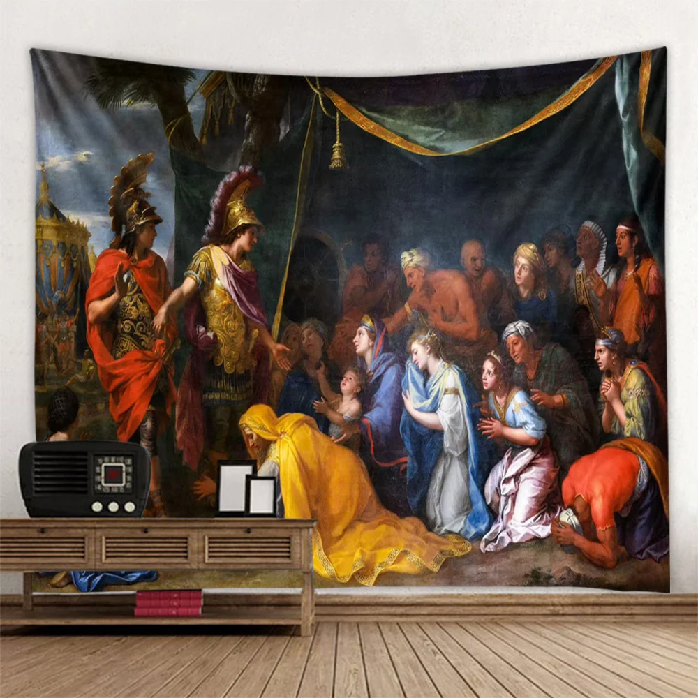 European Dreamy Classic Art Wall Mural Soft Fabric Tapestry Retro Figures Oil Paintings Palace Living Room Decor