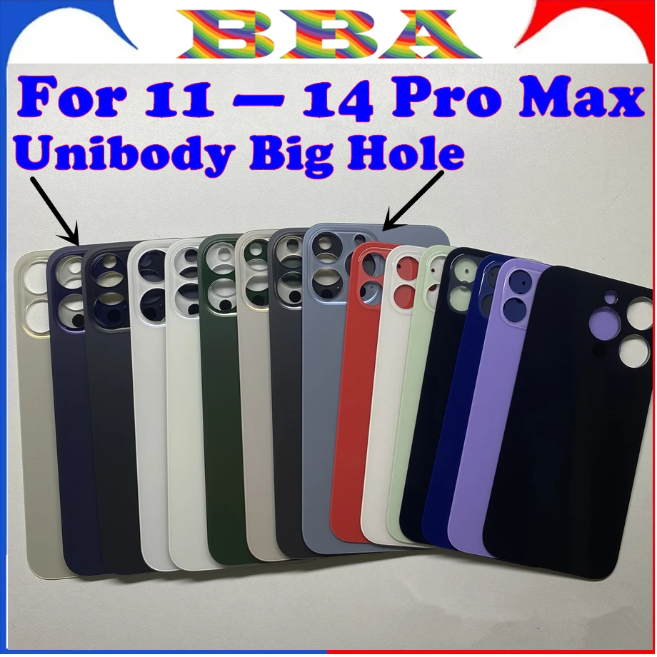 

For 13 12 11 14 Pro Max Large Hole Back Glass Replacement Rear Door Battery Cover Repair Back Glass