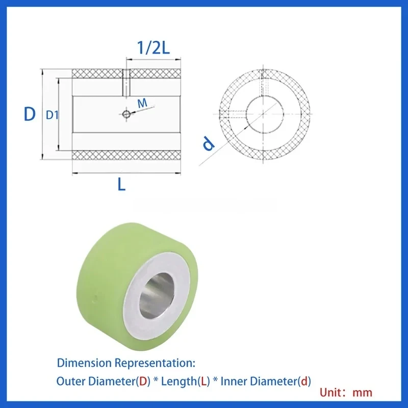 OD 60-100mm Polyurethane Through-Hole Drive Wheel / Motor Drive Wheel with Keyway - Wear-Resistant Active Rubber Wheel for Power