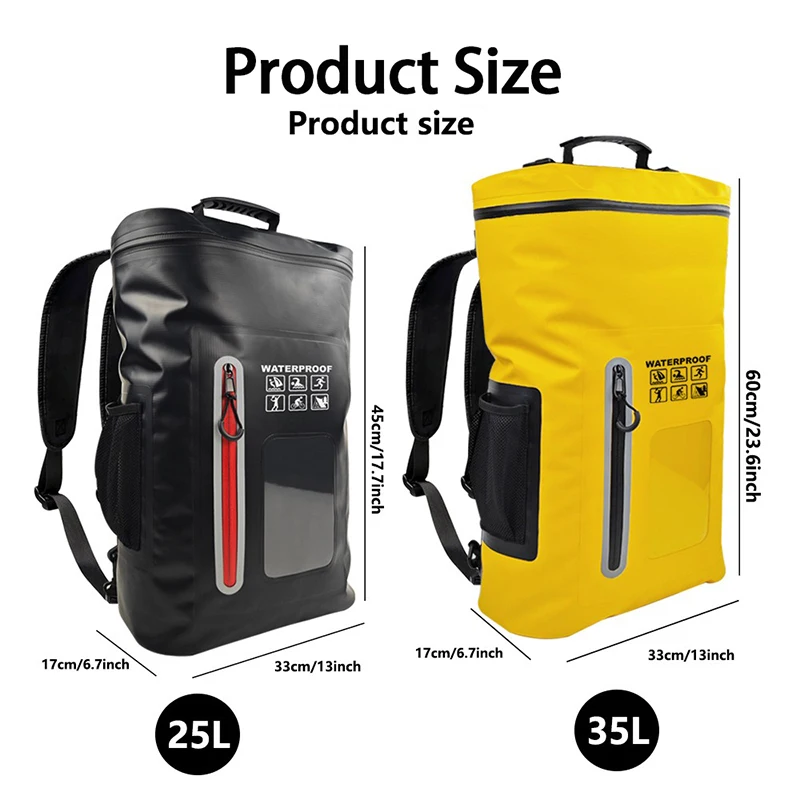 25L/35L Large Capacity Waterproof Backpack with IPX7 Airtight Zipper, Durable Scratch-Resistant PVC, Dry Wet Separation For Dive 3