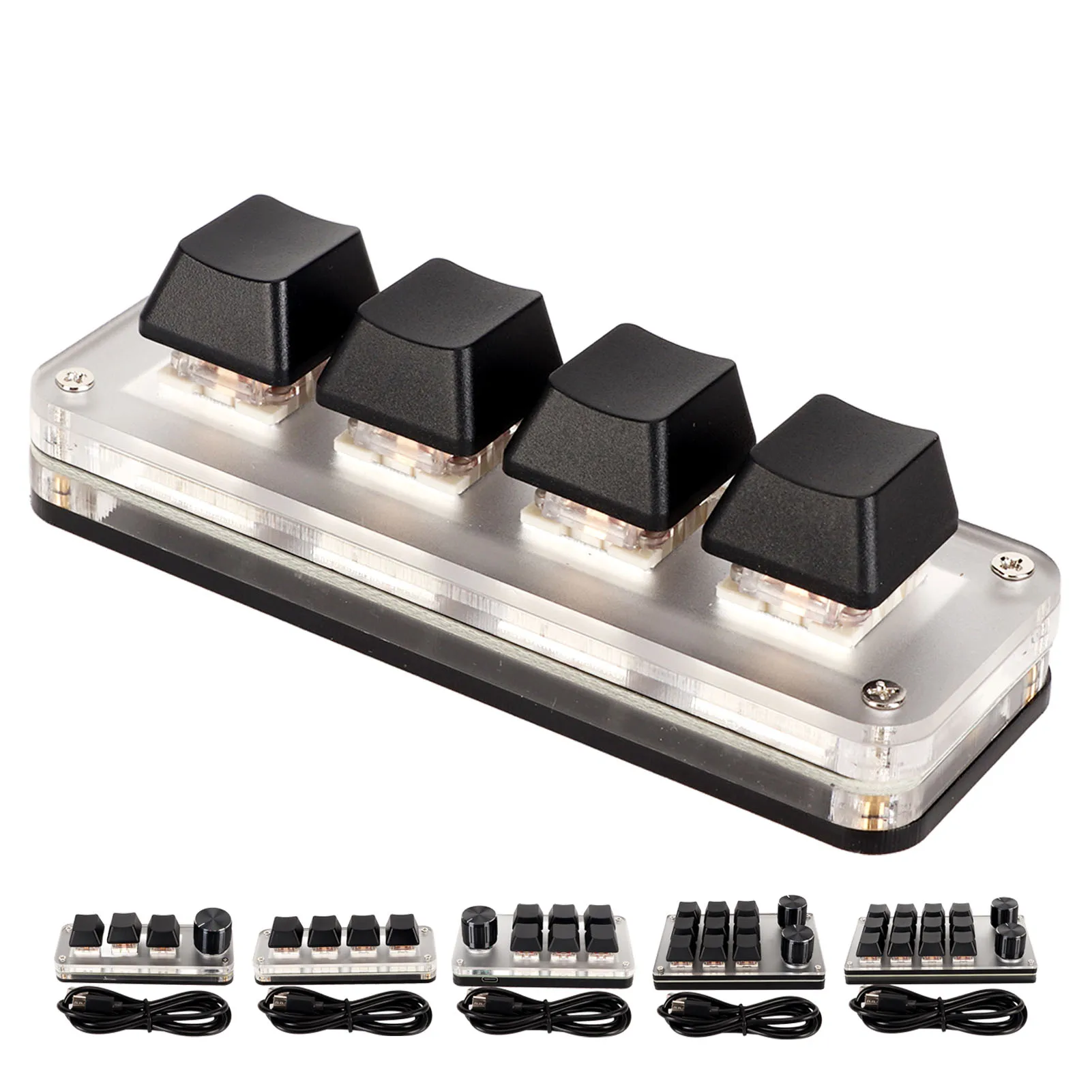 Red Switch Macro Keyboard Plug and Play Ergonomic Customized Knobs USB Mini Keypad for Desktop PC