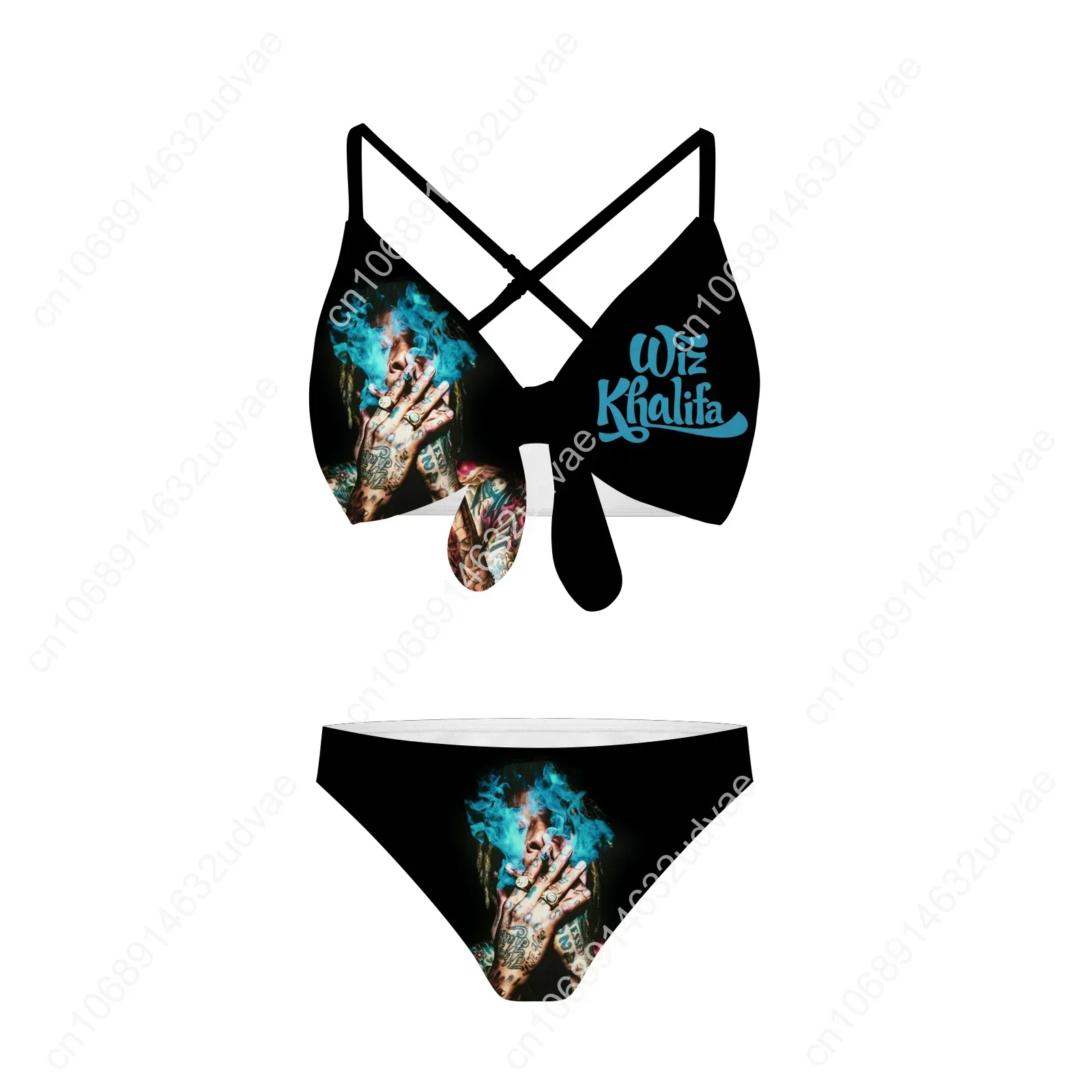 Wiz Khalifa Bathing Suits Cross Strap Suspenders Swimsuits Womens Personalized Bikini Pool Party Swimwear Customized Beachwear