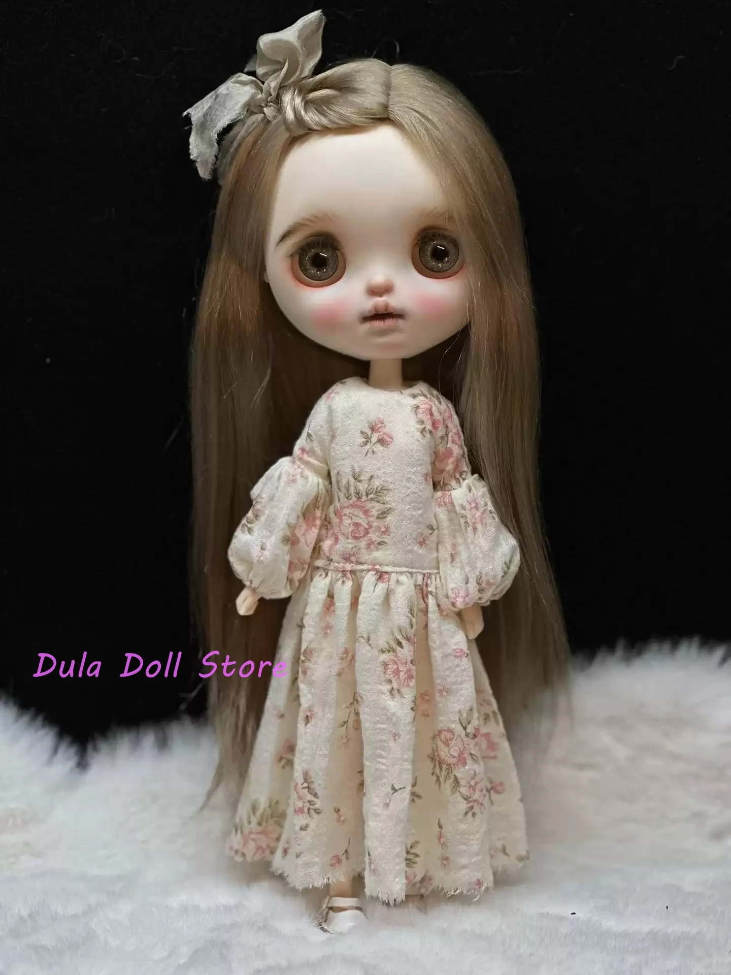 Dula Doll Clothes Dress Beige rose floral dress Blythe ob24 ob22 Azone Licca ICY JerryB 1/6 Bjd Doll Accessories