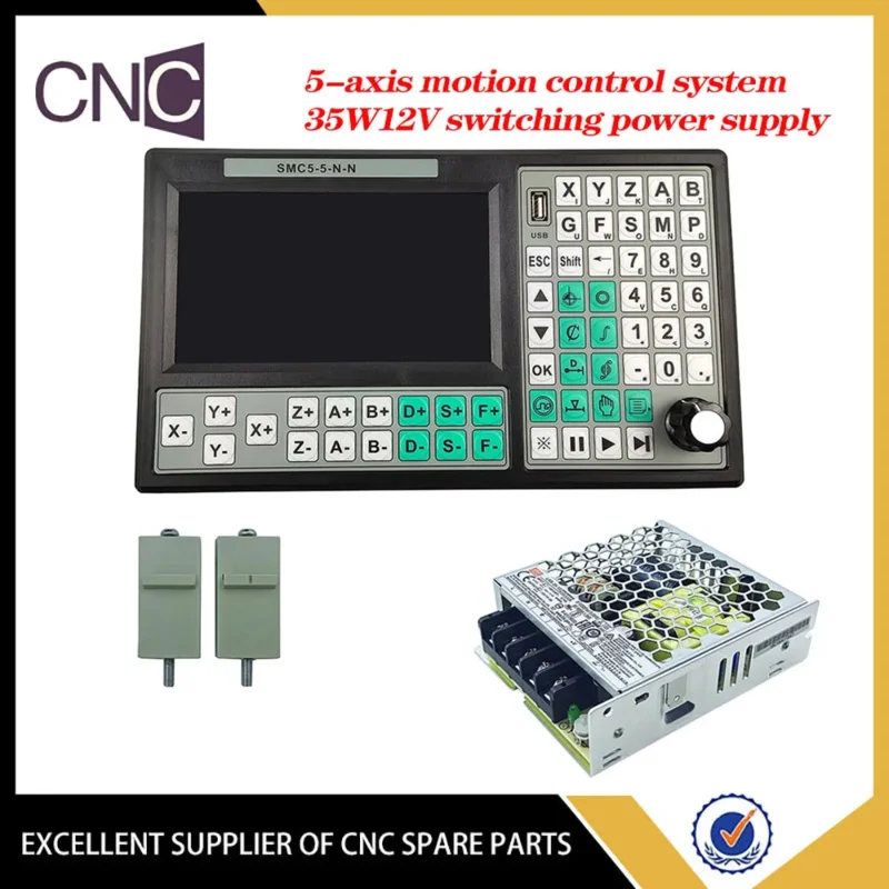 

USB controller SMC5-5-N-N CNC 5-axis off-line Mach3 500KHz G-Code 7-inch large screen 75W12V DC switching power supply