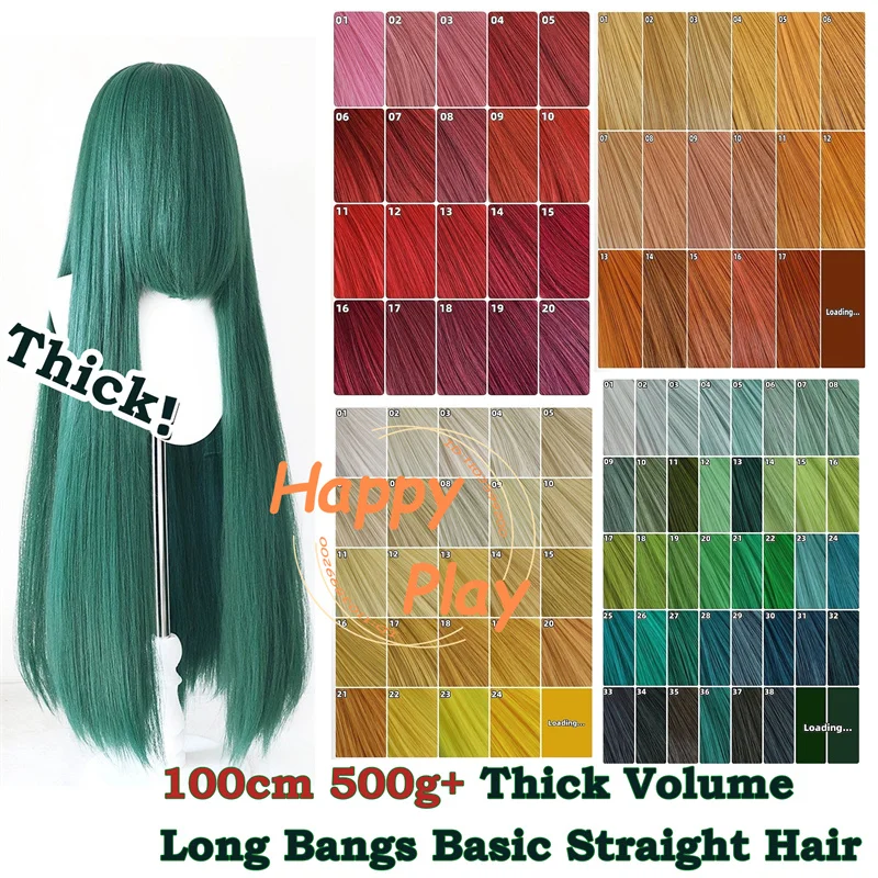 

Synthetic 500g+ 40" 100cm Red Orange Yellow Green Series Cosplay Wig With Bangs Universal Multicolor Wig Heat Resistant Hair