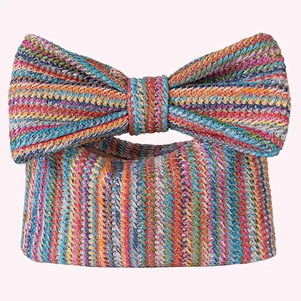 

Women Straw Evening Bag Zipper Closure with Bow Crochet Beach Handbag Versatile Female Party Wedding Bag
