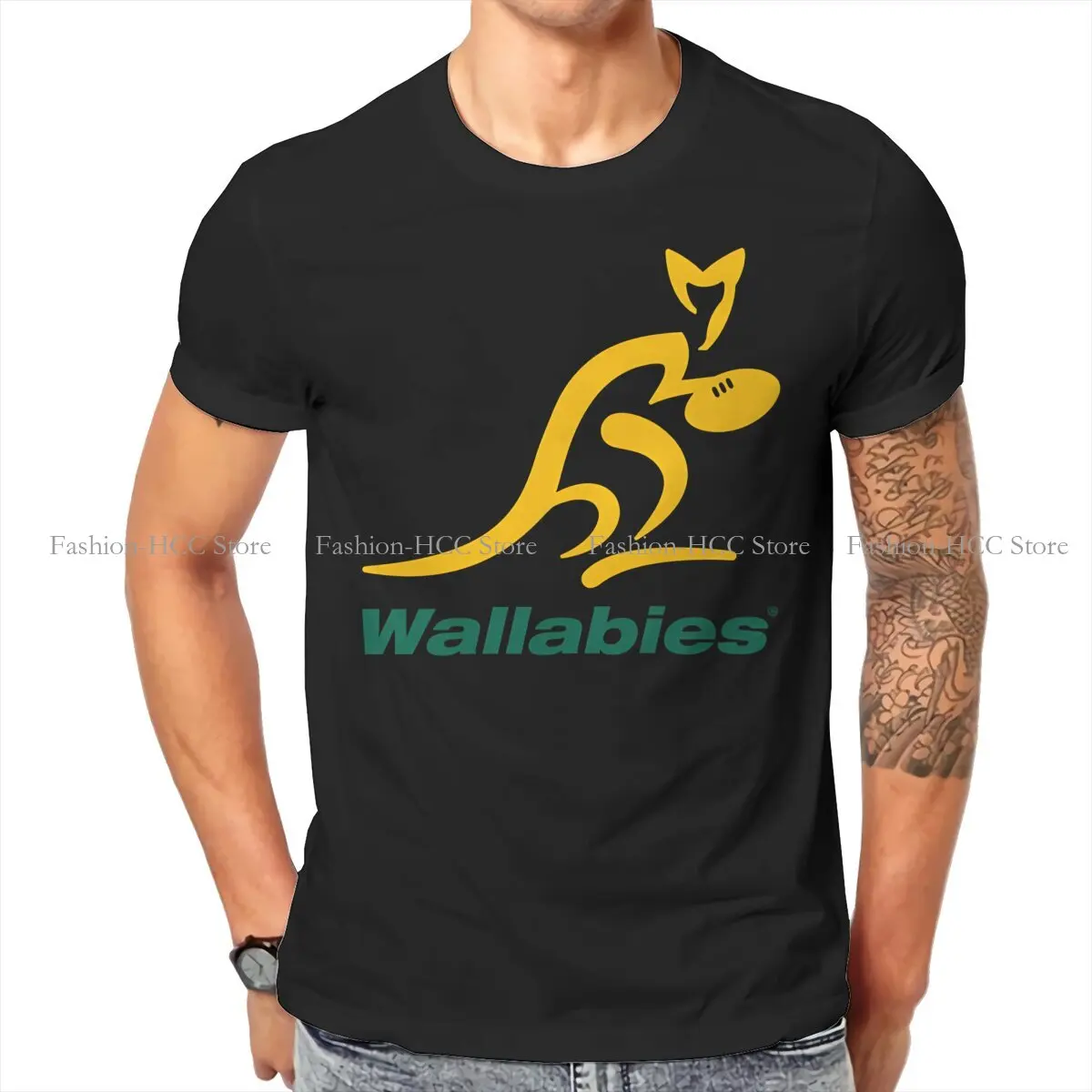 Yellow Wallaby O Neck TShirt Australian Kangaroo Pure Cotton Classic T Shirt Man's Clothes Fashion Big Sale