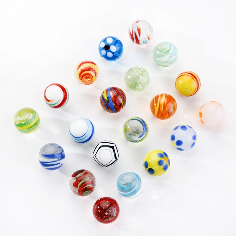 20PCS Glass Ball 16mm Cream Console Game Pinball Small Marbles Pat Toys Parent- Child Beads Bouncing Ball Machine Cattle