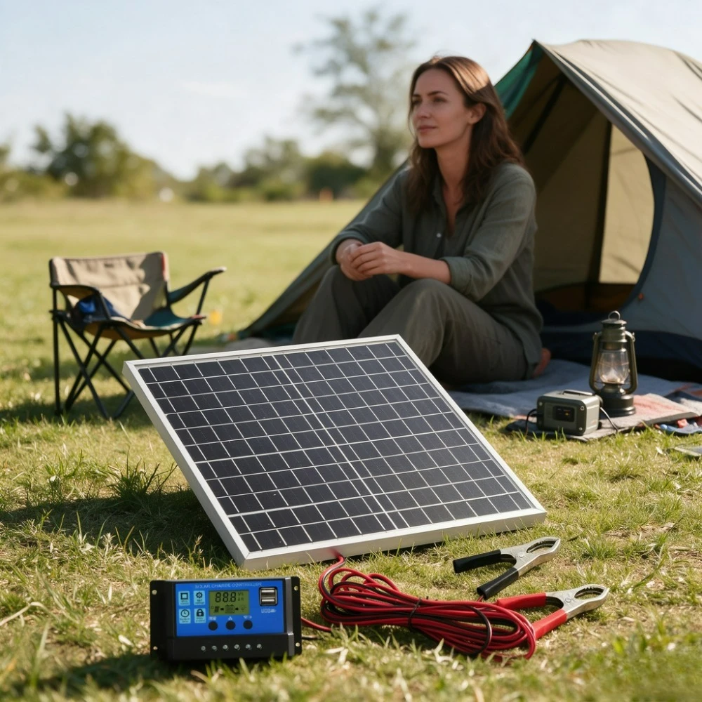 Off Grid Solar Power Generation Supply 12W Monocrystalline Aluminum Solar Panel Kit 12V Smart Charge Controller Portable Camping