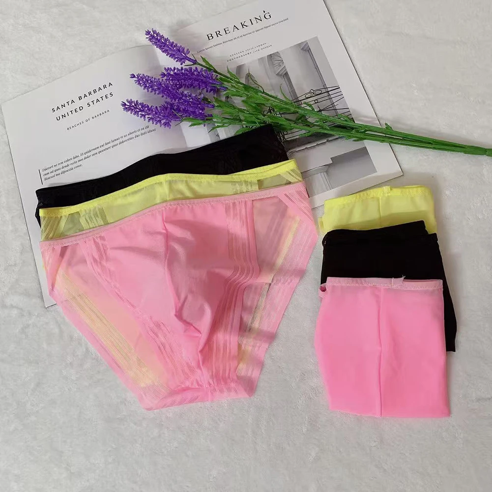 

Men Underwear Summer Thin See Through Breathable Mesh Seamless Low Rise Bulge Pouch Underpants For Man