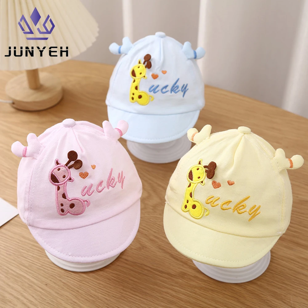 Cartoon Baby Hat Soft Spring Autumn Peaked Cap Lucky Giraffe Small Month Newborn Baby Baseball Cap For Kids 0-6 Month