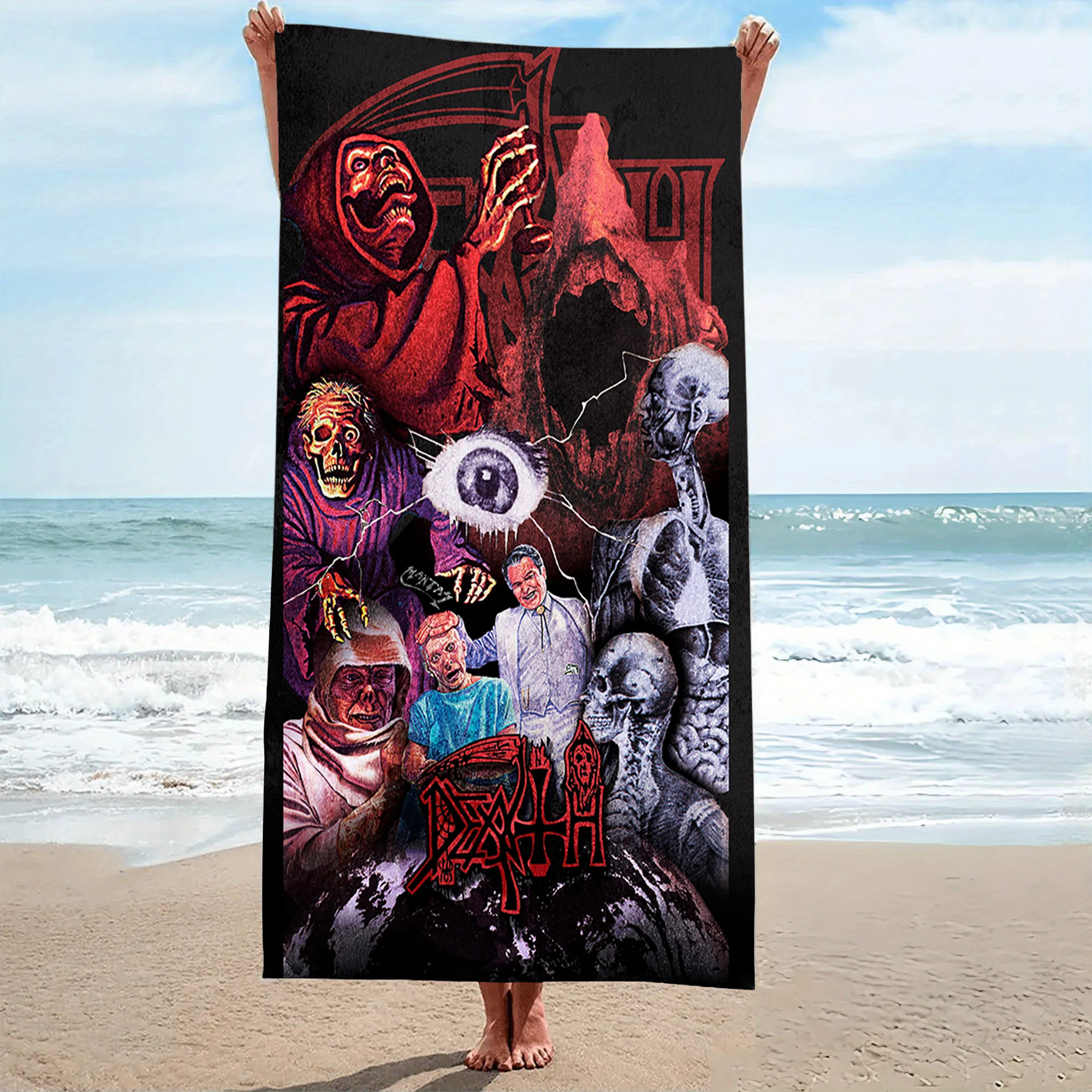 1pc D-Death Band Horror Zombie Beach Towel Microfiber Quick Dark Florida Death Metal Bath Towel For Pool Beach Travel Metal Fans