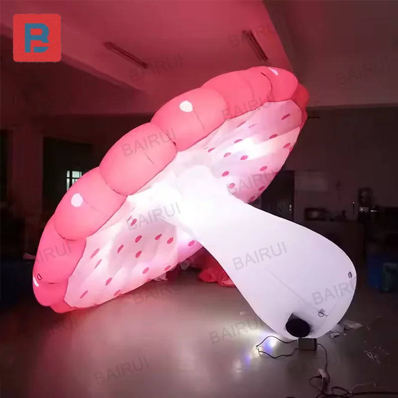 Colorful inflatable mushroom customize logo waterproof material agaric for park stage decoration