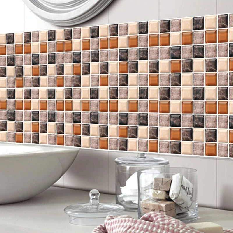 6 Pcs Kitchen Backsplash Stick Tiles, Waterproof Bathroom Wall Tiles, Peel And Stick Floor Tiles