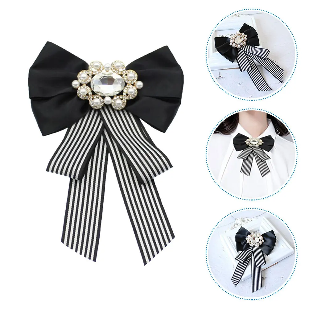 

2Pcs Bow Tie Brooch for Women Rhinestone Bowknot Ribbon Pin Large Bow Brooch Pin for Dress Suit Women Tie Hat Brooches