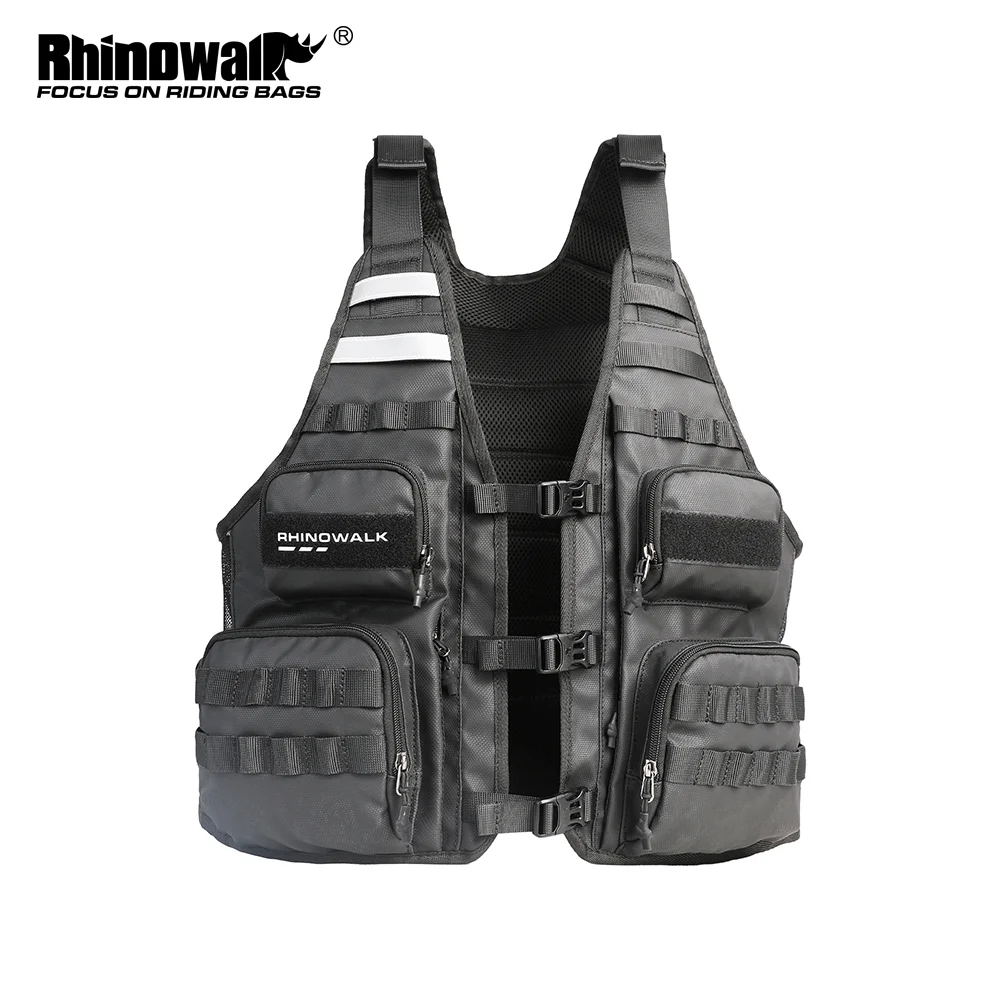 Rhinowalk Bike Vest Cycling Motor Vest Adjustable Size Breathable Men Jacket Hiking Fishing Bag Can Add Helmet Back Hydration