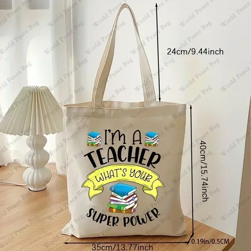 a-FRB2  I'm A Teacher What's Your Super Power Canvas Shopping Tote Bag