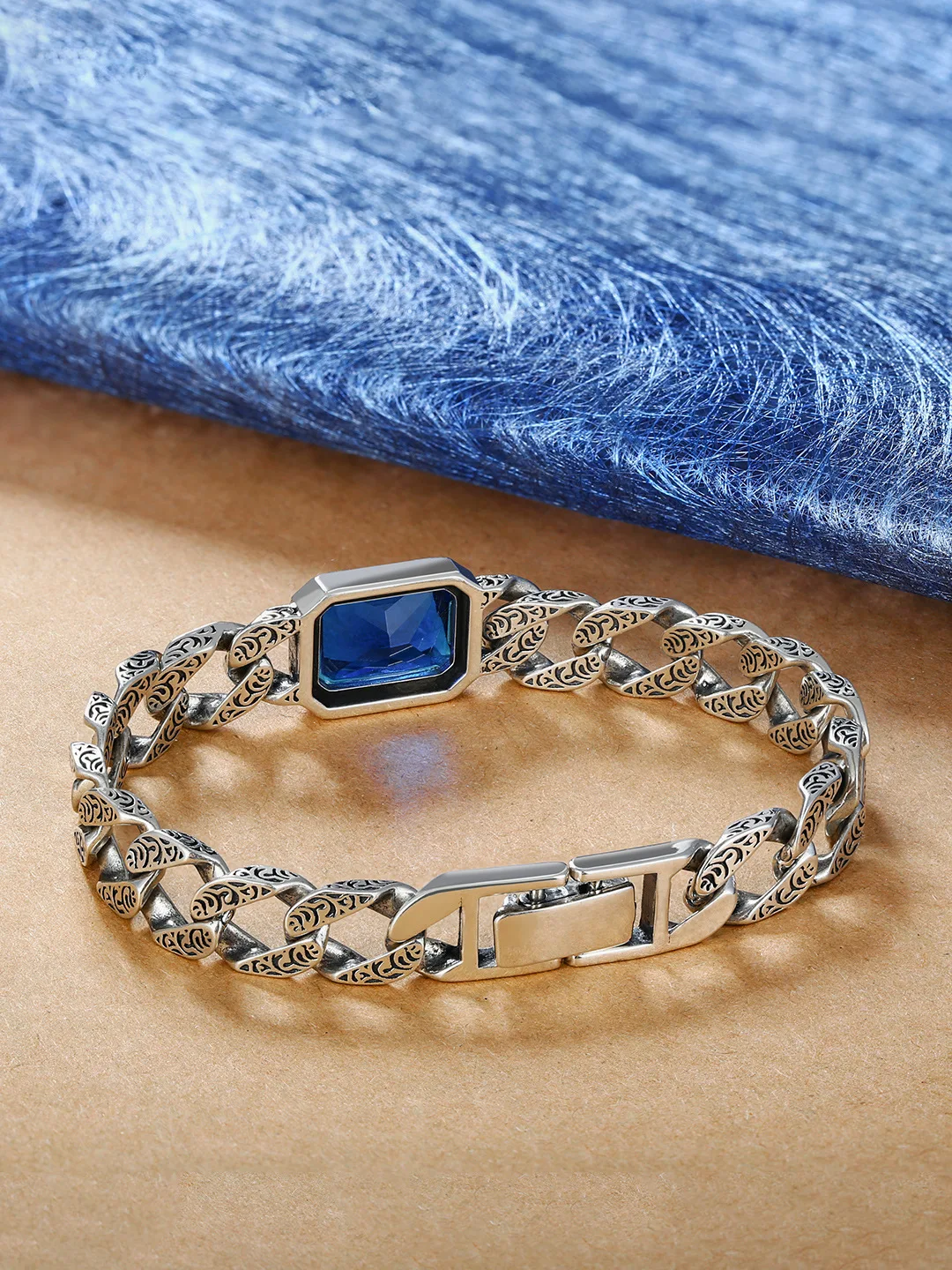 Blue Zircon Bracelet For Women Couples New Fashion Vintage Classic Punk Hip Hop Party Jewelry Accessories Gifts