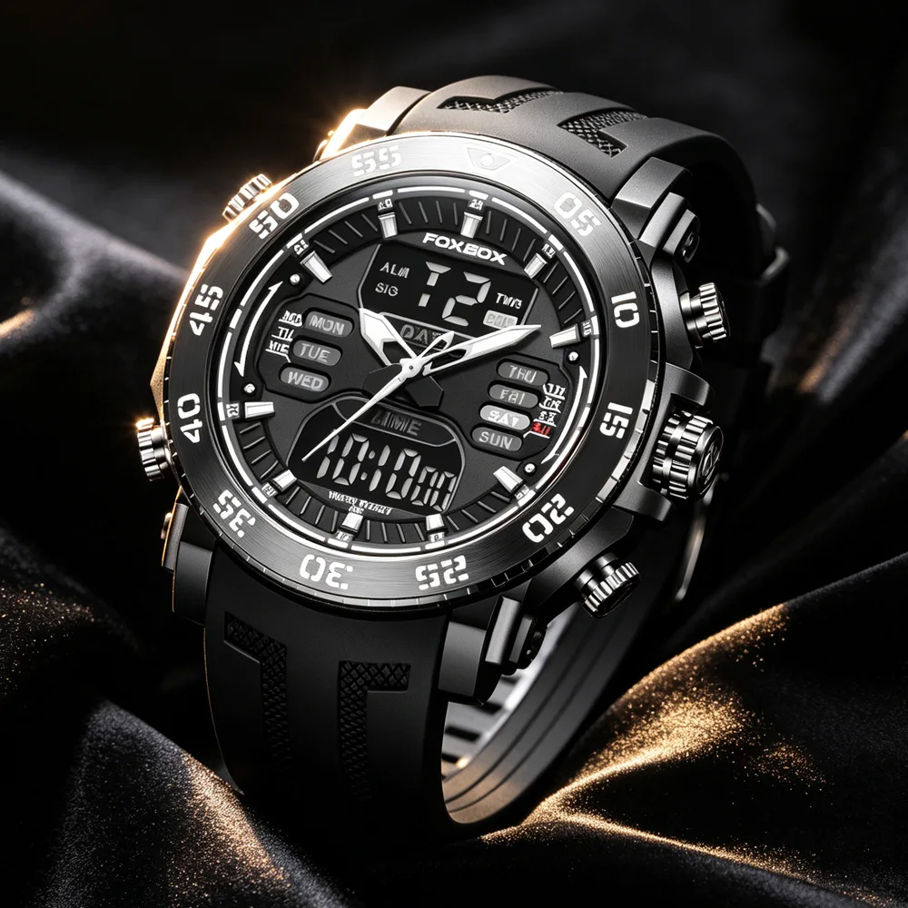 LIGE Military Herrenuhren Top-Marke Luxus Sportuhr Herren Wasserdichte Digitaluhr mit Alarm für Männer Dual Display Quarzuhr + Box