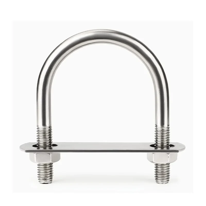 

M10 304 Stainless Steel Round U Shape Bolts with Plate & Nuts / U Type Pipe Clamp Set with 2mm/3mm Thick Mounting Plates