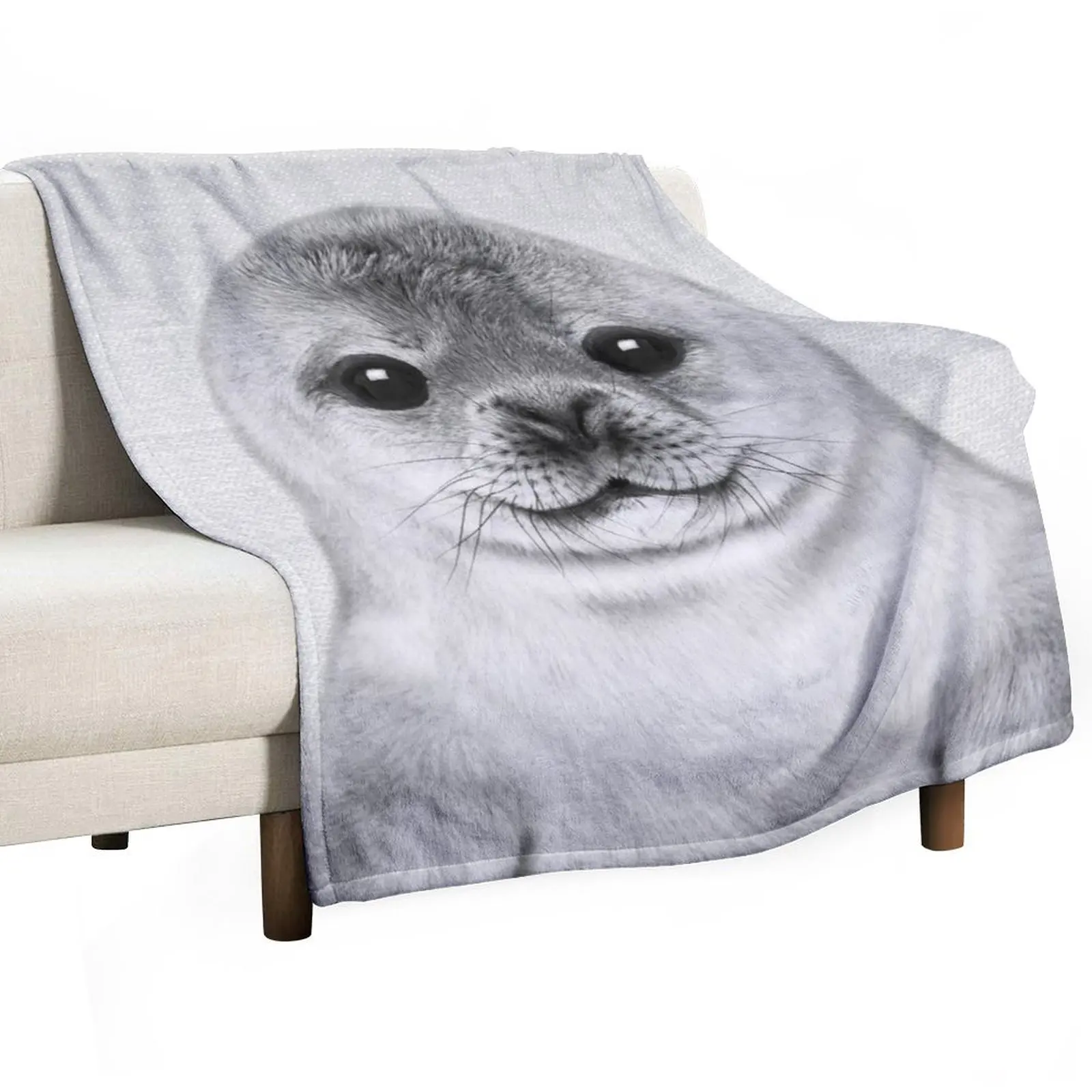 

Baby Seal - Black & White Throw Blanket Single christmas decoration Blankets Sofas Of Decoration Luxury Designer Blankets