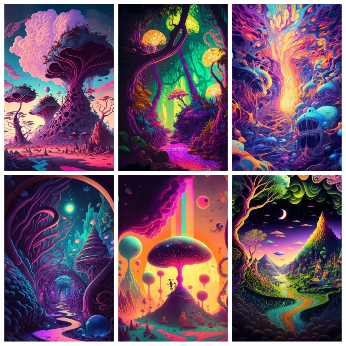 Abstract Fantastical Mushroom World Jigsaw Puzzles 500/1000/1200/2000PCS Wall Decor for Living Room Perfect Gift No Frame