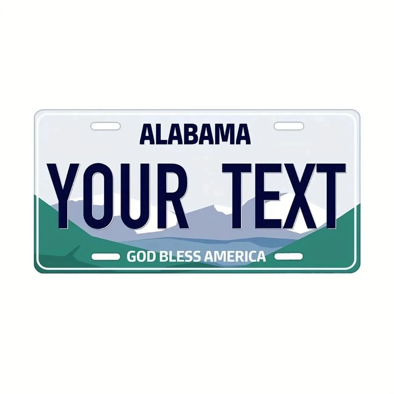 1pc 2D Flat Custom Alabama Metal Wall Sign God Bless America Mountain Landscape Wall Art Waterproof Ornament Southern Home Decor