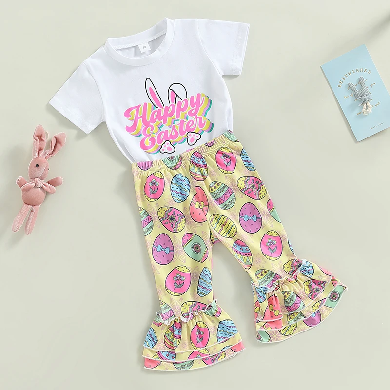 

Easter Boys Outfits Set Bunny Print Short Sleeve T-Shirts and Carrot Print Pants 2Pcs Sets for Toddler Kids Easter Party Wear