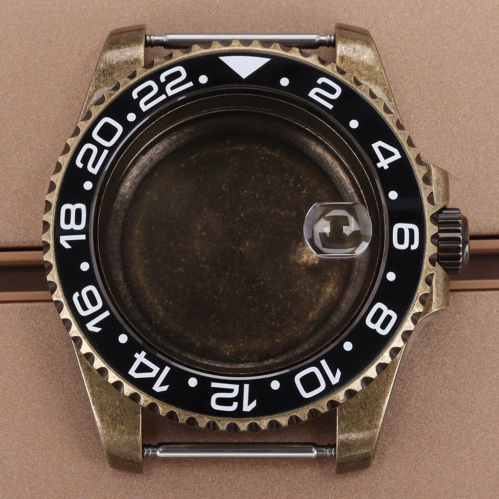 

40mm Bronze Watch Case Unidirectional Rotation Bezel Sapphire Crystal For GMT NH35 NH36 NH38/34 4R36 28.5mmDial Seiko Mods Parts