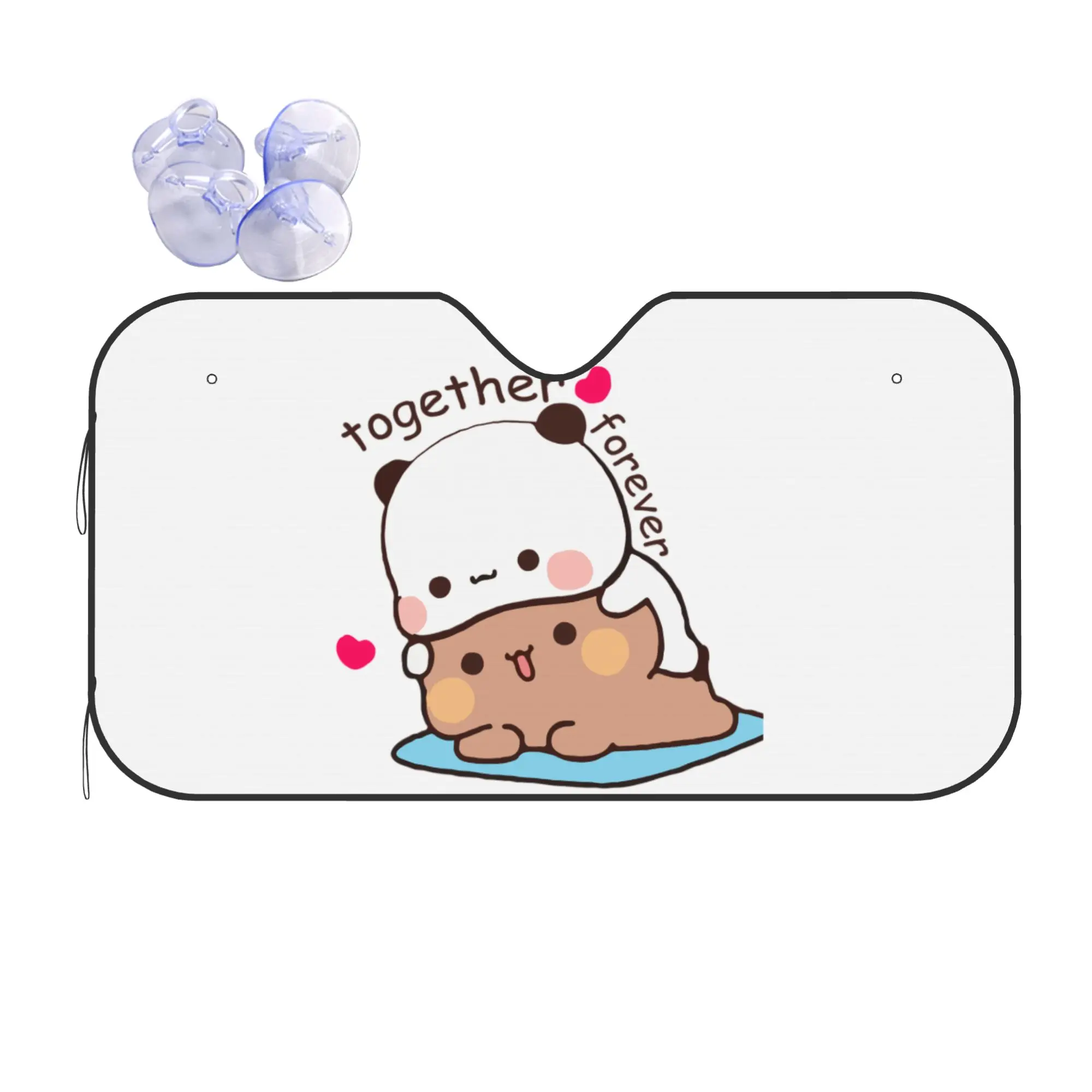 Car Front Windshield Sun Visor Panda Bear And Brownie BUBU DUDU Couple UV Protection Car Sun Shade  Covers Car Solar Protection